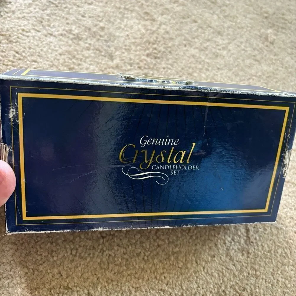Collector’s Crystal Gallery Genuine Crystal Candleholder Set